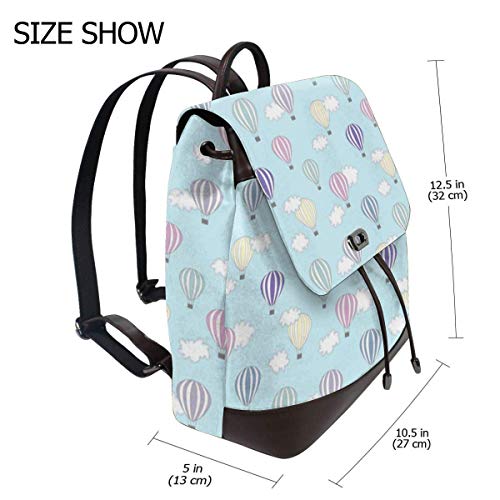 Yuanmeiju Hot Air Balloon Women's Leather Mochila Travel Casual Elegant Drawstring Shoulder Bag Yuanmeiju Hot Air Balloon Women's Leather Mochila Travel Casual Elegant Drawstring Shoulder Bag