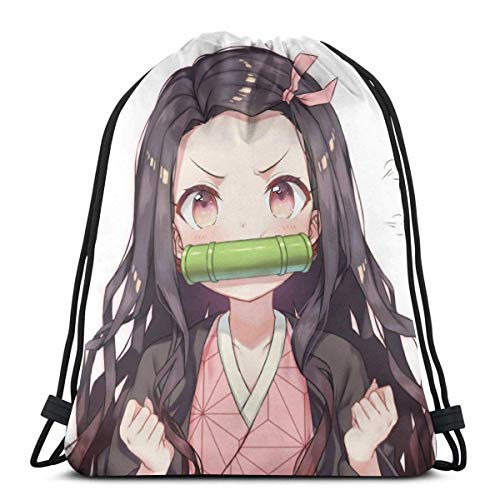 Yuanmeiju Mochila con cordón Drawstring Bag Sport Gym Backpack Storage Goodie Kamado Nezuko Kimetsu No Yaiba