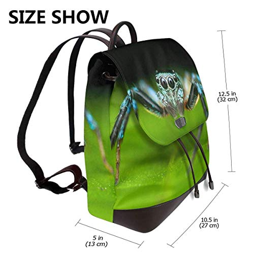Yuanmeiju Womens Rucksack Backpack Macro Shot of A Jumping Spider Shoulder Schoolbag Leather Laptop Bag Girls