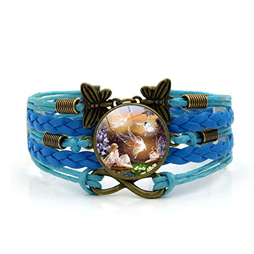 YUANOMSL Pulsera Tejida,Arte De Ballet De Hadas De Cuerda Azul,Joyas De Combinación De Vidrio Tejido A Mano De Múltiples Capas De Tiempo,Joyas De Estilo Europeo Y Americano para Mujer.