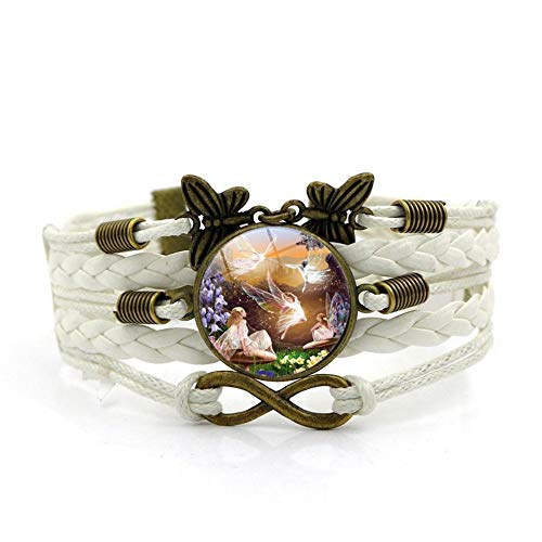 YUANOMSL Pulsera Tejida,Arte De Ballet De Hadas De Cuerda Blanca,Pulsera De Piedras Preciosas De Múltiples Capas De Tiempo,Combinación De Joyas De Cristal Tejidas A Mano,Moda Femenina Y Joyería De E