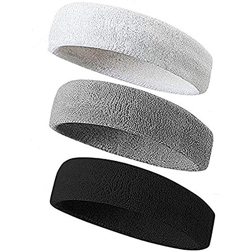 YUANQIAN - 3 bandas elásticas deportivas para el sudor, absorbentes, para yoga, correr, al aire libre, fitness, diademas para el pelo (3 unidades)