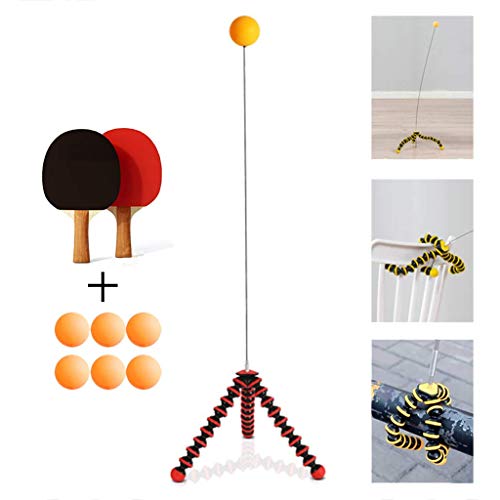 Yuany Entrenador de Tenis de Mesa Entrenador de Rebote de Tenis de Mesa Altura Ajustable elástica Soft Shaft Base Variable para niños Adultos Juego en Interiores o Exteriores