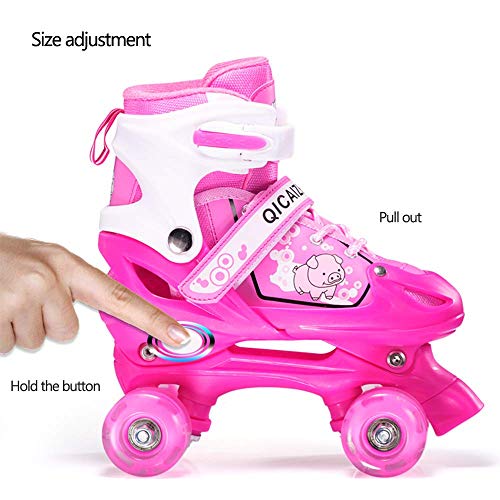 YUANYI Patines Ajustables Niña Principiantes Niños Niñas Flash Ruedas Dobles Zapatos De Patinaje Juego 2-18 Años De Edad,Pink2-S YUANYI Patines Ajustables Niña Principiantes Niños Niñas Flash Ruedas Dobles Zapatos De Patinaje Juego 2-18 Años De Edad,Pink2-S