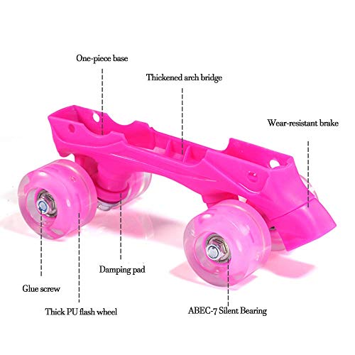 YUANYI Patines Ajustables Niña Principiantes Niños Niñas Flash Ruedas Dobles Zapatos De Patinaje Juego 2-18 Años De Edad,Pink2-S YUANYI Patines Ajustables Niña Principiantes Niños Niñas Flash Ruedas Dobles Zapatos De Patinaje Juego 2-18 Años De Edad,Pink2-S