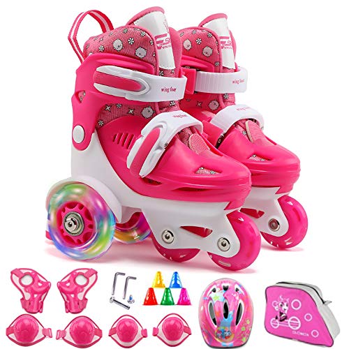 YUANYI Patines Niña 4 Ruedas Patines Niños Adulto Triple Bloqueo Transpirable Patinaje sobre Hielo Juegos,Red-S