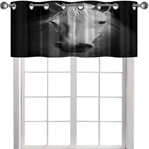 YUAZHOQI - Cenefa de cortina corta y recta, diseño de caballo blanco y negro, 91,4 x 45,7 cm, para sala de estar YUAZHOQI - Cenefa de cortina corta y recta, diseño de caballo blanco y negro, 91,4 x 45,7 cm, para sala de estar