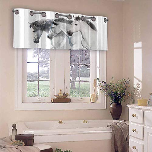 YUAZHOQI cenefa de ventana de color blanco con caballo, con melena larga sobre fondo blanco, imagen de alta clave de 52 x 45 cm, cenefa de bloqueo de luz para ventana de cocina YUAZHOQI cenefa de ventana de color blanco con caballo, con melena larga sobre fondo blanco, imagen de alta clave de 52 x 45 cm, cenefa de bloqueo de luz para ventana de cocina