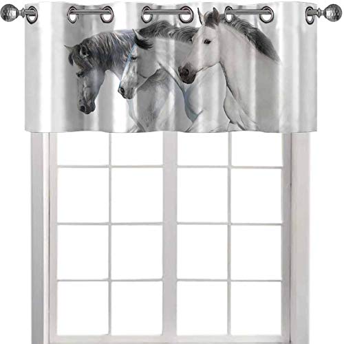 YUAZHOQI cenefa de ventana de color blanco con caballo, con melena larga sobre fondo blanco, imagen de alta clave de 52 x 45 cm, cenefa de bloqueo de luz para ventana de cocina YUAZHOQI cenefa de ventana de color blanco con caballo, con melena larga sobre fondo blanco, imagen de alta clave de 52 x 45 cm, cenefa de bloqueo de luz para ventana de cocina