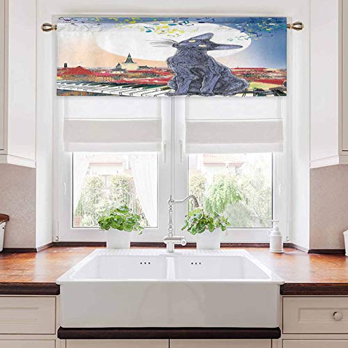 YUAZHOQI - Cenefas de ventana con diseño de gato negro en la azotea del apartamento antiguo en Sunset Ho 1 panel de 54 x 45,7 cm con aislamiento térmico para sala de estar