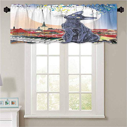 YUAZHOQI - Cenefas de ventana con diseño de gato negro en la azotea del apartamento antiguo en Sunset Ho 1 panel de 54 x 45,7 cm con aislamiento térmico para sala de estar