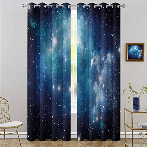 YUAZHOQI Cortina opaca aislante térmica vibrante Celestial Supernova paisaje dinámico energía Andromeda mística espacio exterior imagen 52 x 160 cm, color azul YUAZHOQI Cortina opaca aislante térmica vibrante Celestial Supernova paisaje dinámico energía Andromeda mística espacio exterior imagen 52 x 160 cm, color azul