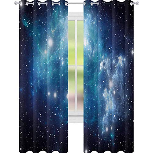 YUAZHOQI Cortina opaca aislante térmica vibrante Celestial Supernova paisaje dinámico energía Andromeda mística espacio exterior imagen 52 x 160 cm, color azul