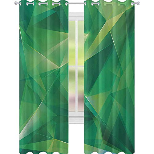 YUAZHOQI - Cortina opaca aislante térmico con diseño psicodélico, diseño geométrico, diseño cósmico dinámico digital Boho de 132 x 241 cm, color verde