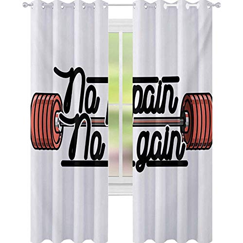 YUAZHOQI - Cortinas para ventana de fitness, diseño vintage con emblema de barras, levantamiento de pesas, 52 x 213 cm, color coral y blanco