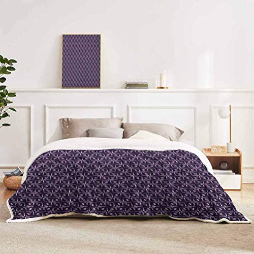 YUAZHOQI - Manta geométrica, diseño de rueda con paleta de colores oscuros con motivos abstractos de invierno, manta para cama de 127 x 152 cm, color morado malva