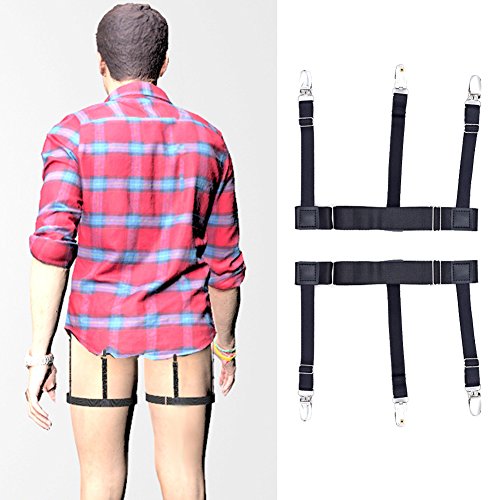 Yuccer Estancia de la camisa de los hombres, ligas Ligas con abrazaderas de bloqueo antideslizantes para militares, policía (Black B, 1 pair) Yuccer Estancia de la camisa de los hombres, ligas Ligas con abrazaderas de bloqueo antideslizantes para militares, policía (Black B, 1 pair)