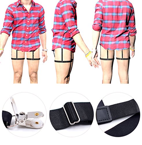 Yuccer Estancia de la camisa de los hombres, ligas Ligas con abrazaderas de bloqueo antideslizantes para militares, policía (Black B, 1 pair) Yuccer Estancia de la camisa de los hombres, ligas Ligas con abrazaderas de bloqueo antideslizantes para militares, policía (Black B, 1 pair)
