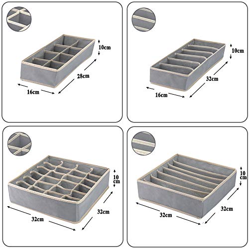 YUCCH Organizadores de Cajones para Ropa Interior, Cajas Plegable Organizador de Almacenamiento para Almacenar Calcetines, Bufandas, Sujetador,Set de 6 Piezas, Gris YUCCH Organizadores de Cajones para Ropa Interior, Cajas Plegable Organizador de Almacenamiento para Almacenar Calcetines, Bufandas, Sujetador,Set de 6 Piezas, Gris