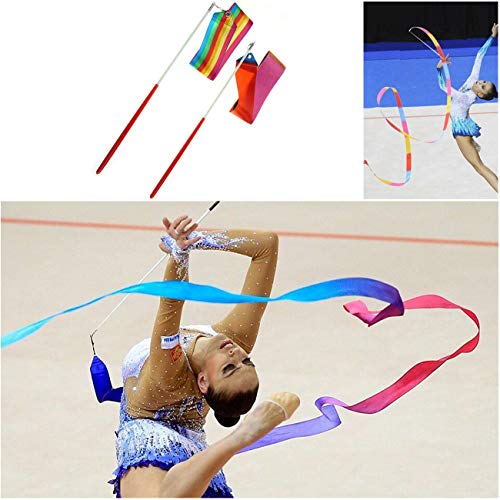 YuChiSX Cintas de Baile,4 Piezas Cintas de Baile Streamers Gimnasia Rítmica Varitas de Cinta para Niños Bailarinas de Danza,Niños Baile Artístico, Baton Twirling