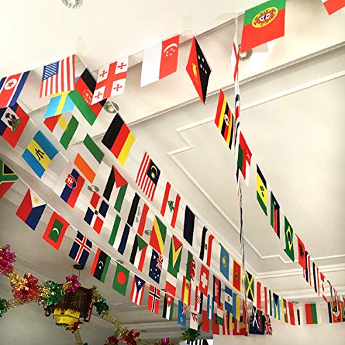 YuChiSX Juego de 100 Banderas de países Diferentes, Banderas internacionales del Mundo, decoración de Fiesta, para decoración de Fiesta de Bar, 25 Metros, Decoración para Gran Apertura,Varios Nación