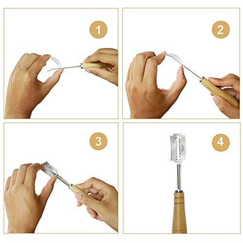 Yuciya Cortador de Pan, Cuchillo De Acero Inoxidable Con Arco Curvo, Mango de Madera Con Cuchillas de Repuesto de 5 Piezas para Cocina de Pan para Hornear De Bricolaje Yuciya Cortador de Pan, Cuchillo De Acero Inoxidable Con Arco Curvo, Mango de Madera Con Cuchillas de Repuesto de 5 Piezas para Cocina de Pan para Hornear De Bricolaje