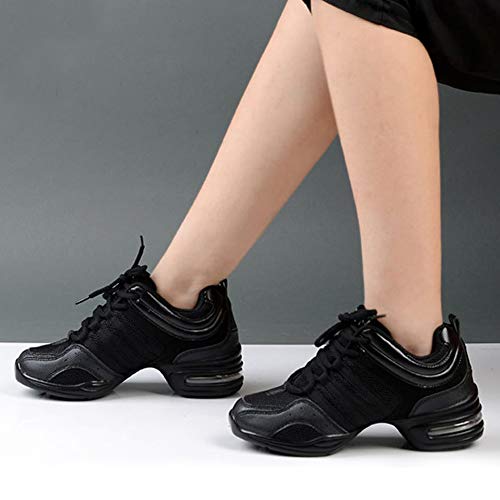 Yudesun Zapatos Aire Libre Deportes Danza Mujer - Mujeres Lona Cordones Suela de Goma Zapatillas Moda Practicidad Running Sneaker Jazz Contemporáneo Baile Informal Negro 34 EU