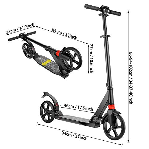 YUEBO Patinete Plegable de 2 Ruedas City Scooter para Niños y Adultos con Manillar Altura Ajustable