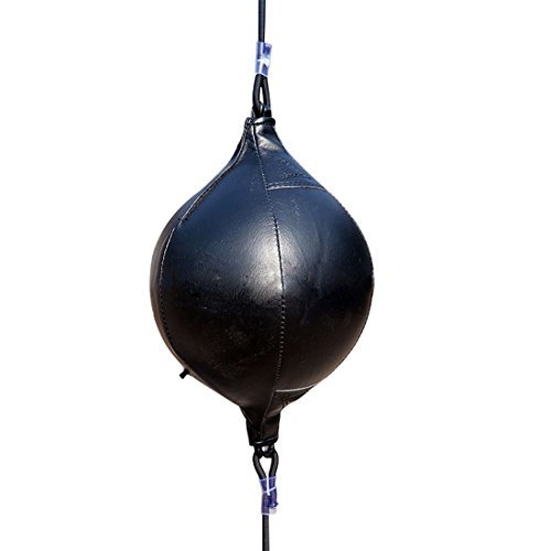 YUENA CARE Bola de Velocidad de Boxeo para Adultos Speedball de Boxeo Profesional Bola de Cuero de Doble Extremo de Cuero para Entrenamiento Fitness Bola de Velocidad en Forma de Pera Colgante Negro