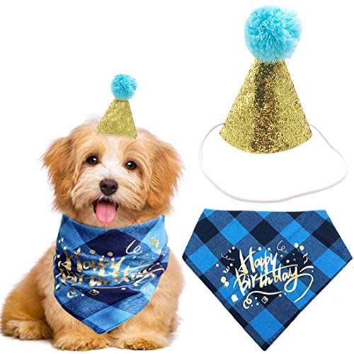 YUESEN Sombrero de Cumpleaños para Perros Bufanda triángulo de algodón con Lindo Sombrero de Fiesta de cumpleaños para Perritos, Gran Disfraz de cumpleaños para Perro, Regalo y decoración de Fiesta( YUESEN Sombrero de Cumpleaños para Perros Bufanda triángulo de algodón con Lindo Sombrero de Fiesta de cumpleaños para Perritos, Gran Disfraz de cumpleaños para Perro, Regalo y decoración de Fiesta(