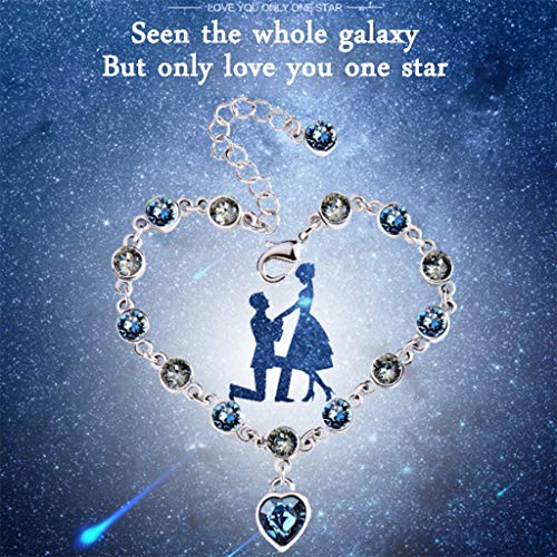 YUESFZ Brazalete Tobilleras Galeria del Coleccionista Pulseras Pulsera 12 Constellation para Mujer Cumpleaños De San Valentín Joyas De Cristal De Fiesta Azul