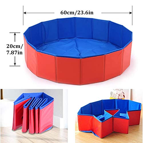 YUIP Piscina Plegable para Perros, Plegable PVC Piscina Bañera para Gatos Animales Bebes Grandes, Adecuado para Uso en Interiores y Exteriores(60x20cm)