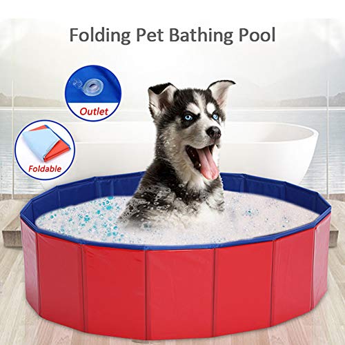 YUIP Piscina Plegable para Perros, Plegable PVC Piscina Bañera para Gatos Animales Bebes Grandes, Adecuado para Uso en Interiores y Exteriores(60x20cm)