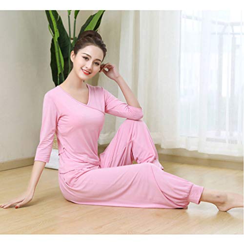 Yujeet Yoga Top de Manga 3/4 de Color Sólido Estilo Casual para Mujer y Pantalones/Bloomers (Rosa#1, Asia L) Yujeet Yoga Top de Manga 3/4 de Color Sólido Estilo Casual para Mujer y Pantalones/Bloomers (Rosa#1, Asia L)