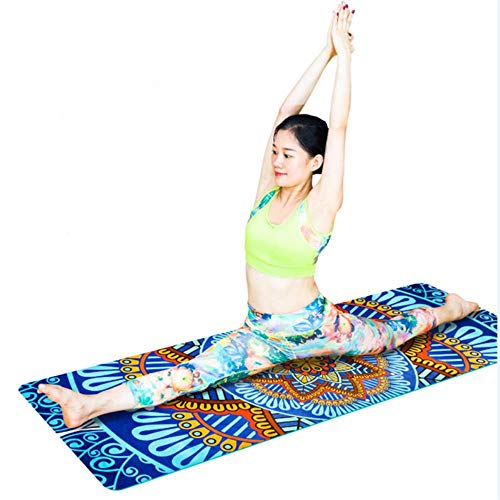 Yukie 5 mm Lotus Ante de Adelgazamiento colchonetas de Gimnasia Estera de Yoga TPE se Deslizan Modelo de Pesas Ejercicio,Top Azul