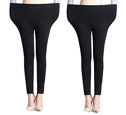 Yulaixuan 2 pares de mujeres calientan pantalones extra grandes y alargan sudaderas pantimedias gruesas para medias de invierno leggings (2 pies negros sin pie) Yulaixuan 2 pares de mujeres calientan pantalones extra grandes y alargan sudaderas pantimedias gruesas para medias de invierno leggings (2 pies negros sin pie)