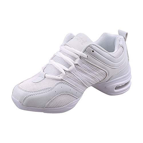 Yuluo Zapatos Danza Mujer - Lona Cordones Suela de Goma Zapatillas Informal Jazz Contemporáneo Baile Practicidad Running Sneaker Aire Libre Deportes (Zapatos es más pequeña)