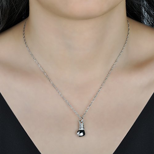 Yumilok - Collar de Plata de Ley 925 Colgante Diseño de Guantes de Boxeo para Mujeres/Niñas Aficionadas al Boxeo Yumilok - Collar de Plata de Ley 925 Colgante Diseño de Guantes de Boxeo para Mujeres/Niñas Aficionadas al Boxeo