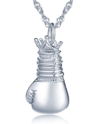 Yumilok - Collar de Plata de Ley 925 Colgante Diseño de Guantes de Boxeo para Mujeres/Niñas Aficionadas al Boxeo Yumilok - Collar de Plata de Ley 925 Colgante Diseño de Guantes de Boxeo para Mujeres/Niñas Aficionadas al Boxeo