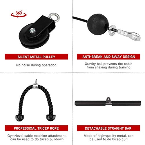 yummyfood123 Sistema De Cable De Polea De Fitness Sistema De Polea De Elevación Equipo De Polea con Cable Curl De Bíceps, Extensiones De Tríceps, Entrenamiento De Gimnasio yummyfood123 Sistema De Cable De Polea De Fitness Sistema De Polea De Elevación Equipo De Polea con Cable Curl De Bíceps, Extensiones De Tríceps, Entrenamiento De Gimnasio