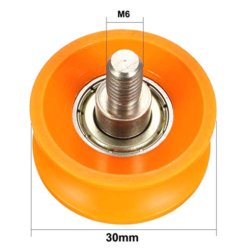 YUNB - Polea de Metal, Barra roscada, rodamiento de Rueda, 2,5 mm de Profundidad, Ranura en V, 6x30x13mm-orange