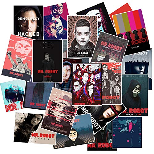 YUNDD No repita Mr Robot Rami Malek Hackers TV Show Stickers para Coche portátil PVC Bicicleta Impermeable Juguete Pegatinas 25 Piezas/Paquete