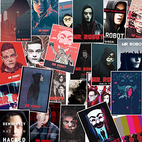 YUNDD No repita Mr Robot Rami Malek Hackers TV Show Stickers para Coche portátil PVC Bicicleta Impermeable Juguete Pegatinas 25 Piezas/Paquete