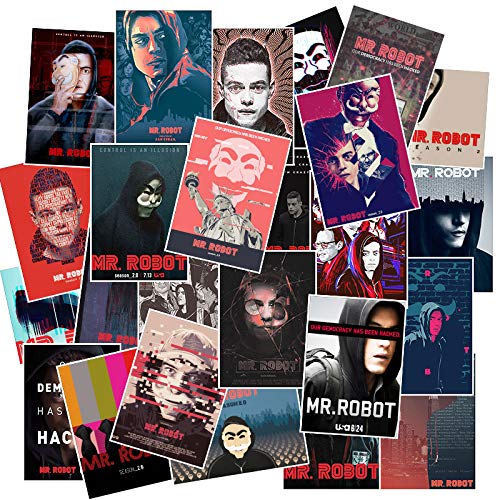 YUNDD No repita Mr Robot Rami Malek Hackers TV Show Stickers para Coche portátil PVC Bicicleta Impermeable Juguete Pegatinas 25 Piezas/Paquete