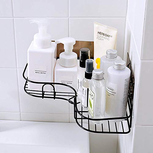 YUNKE Estanteria Baño Ducha, Estantes de Baño, Carrito de Ducha con Adhesivo de Acero Inoxidable a Prueba de Herrumbre (Negro)