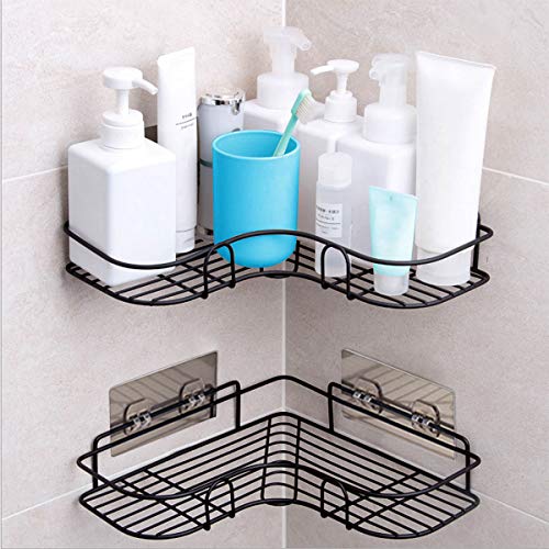 YUNKE Estanteria Baño Ducha, Estantes de Baño, Carrito de Ducha con Adhesivo de Acero Inoxidable a Prueba de Herrumbre (Negro) YUNKE Estanteria Baño Ducha, Estantes de Baño, Carrito de Ducha con Adhesivo de Acero Inoxidable a Prueba de Herrumbre (Negro)