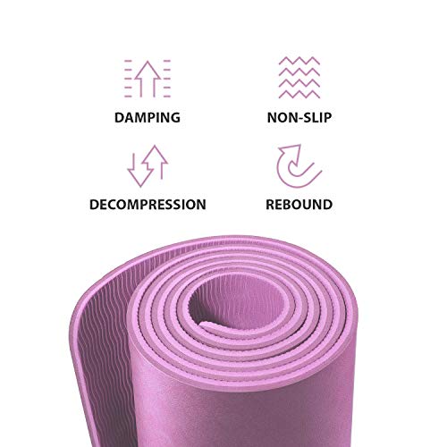 YUNMAI Esterilla de Yoga Antideslizante, Colchoneta de TPE Ecológico Alfombrilla de Doble Cara para Pilates Yoga Ejercicio Meditación Fitness con Bolsa de Almacenamiento, 183 X 61 X 0,6 cm