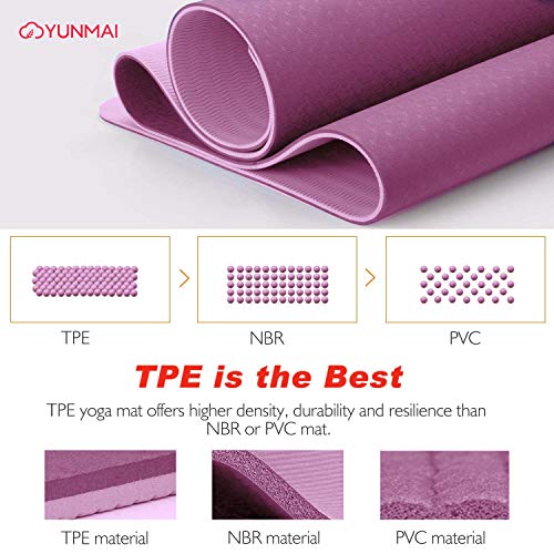 YUNMAI Esterilla de Yoga Antideslizante, Colchoneta de TPE Ecológico Alfombrilla de Doble Cara para Pilates Yoga Ejercicio Meditación Fitness con Bolsa de Almacenamiento, 183 X 61 X 0,6 cm YUNMAI Esterilla de Yoga Antideslizante, Colchoneta de TPE Ecológico Alfombrilla de Doble Cara para Pilates Yoga Ejercicio Meditación Fitness con Bolsa de Almacenamiento, 183 X 61 X 0,6 cm