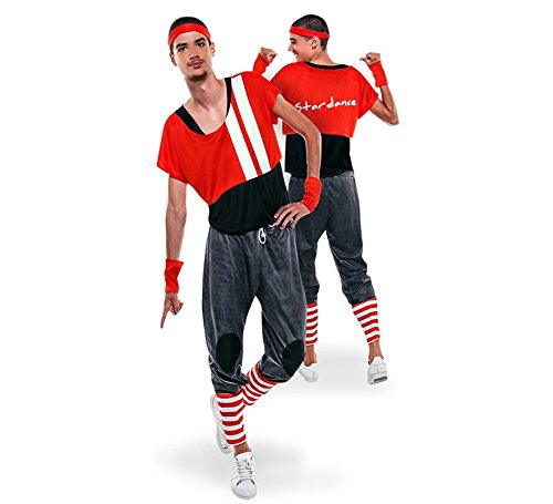 Yuppiyei Disfraz de Aerobic ochentero Rojo para Hombre