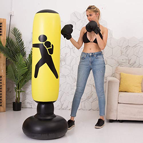 Yusea Saco de boxeo de pie libre, bolsa de entrenamiento pesado, boxeo, cardio kickboxing, entrenamiento para adultos Yusea Saco de boxeo de pie libre, bolsa de entrenamiento pesado, boxeo, cardio kickboxing, entrenamiento para adultos